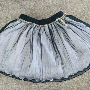 BOBOLI Girls Women’s Black Tule And White Eyelet Fabric Layered Skirt Size 8